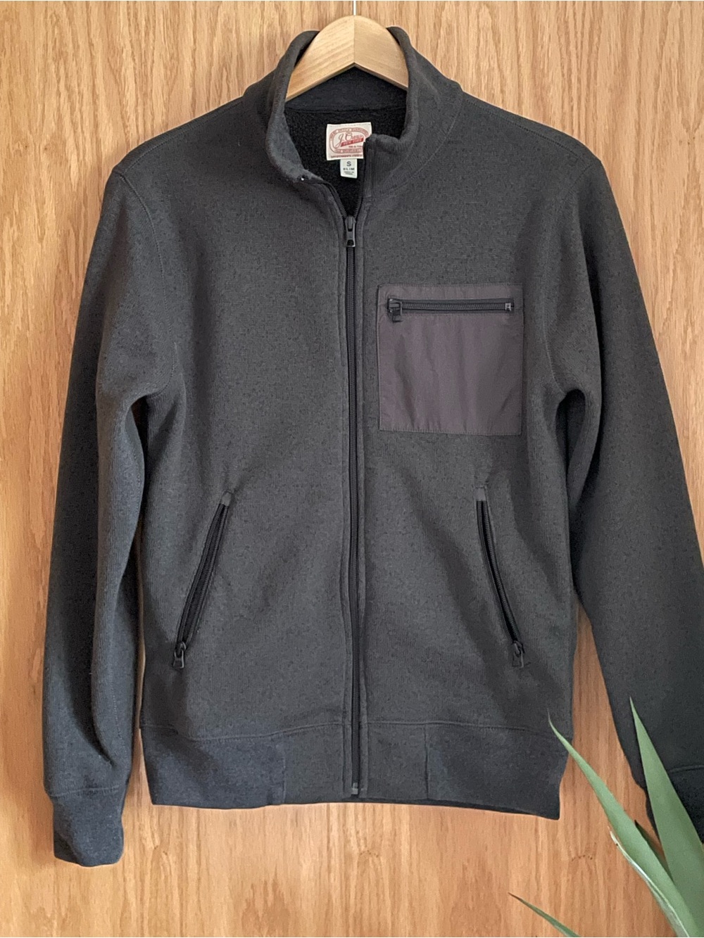 J. Crew Men's Slim Full‑Zip Charcoal Gray Zip Sweater Jacket